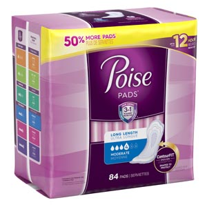 Pads Bladder Control Pad Poise® 12.20 Inch Length Moderate Absorbency Sodium Polyacrylate Core One Size Fits Most (84/PK 2PK/CS) by Kimberly-Clark Professional/Consumer  ID 34102
